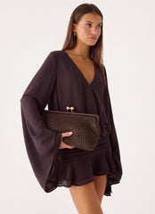 Gia Clutch Bag - Brown
