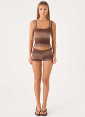 Helia Knit Mini Shorts - Chocolate Ombre
