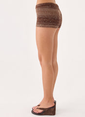 Helia Knit Mini Shorts - Chocolate Ombre