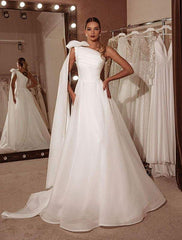 One-Shoulder Wedding Dress-danddclothing-Classic Elegant Gowns,Mermaid,Royal Wedding Dresses,White