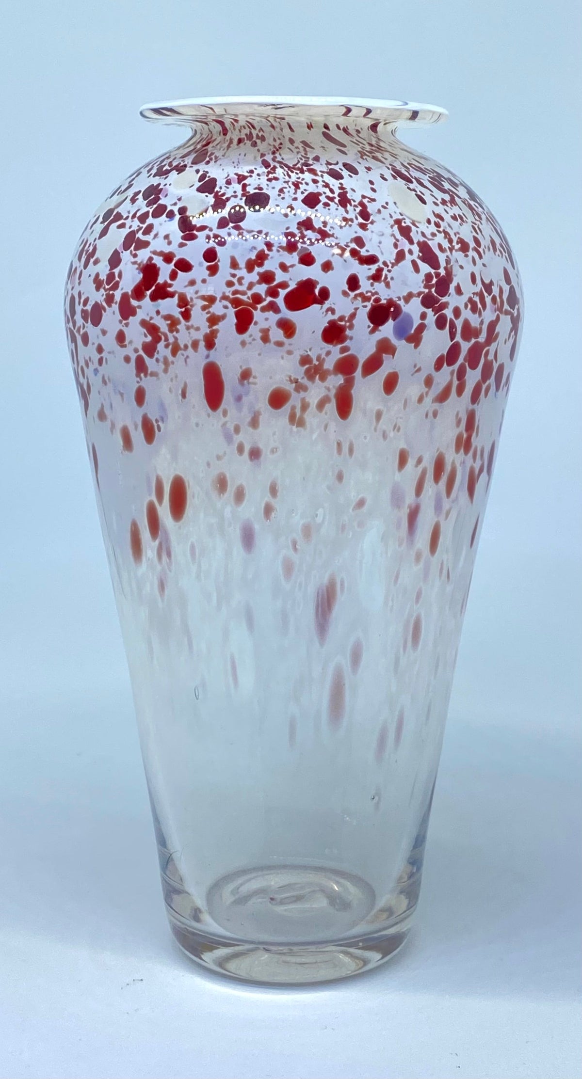 Michael Hook Studio Art glass vase /signed - - Red Speckled