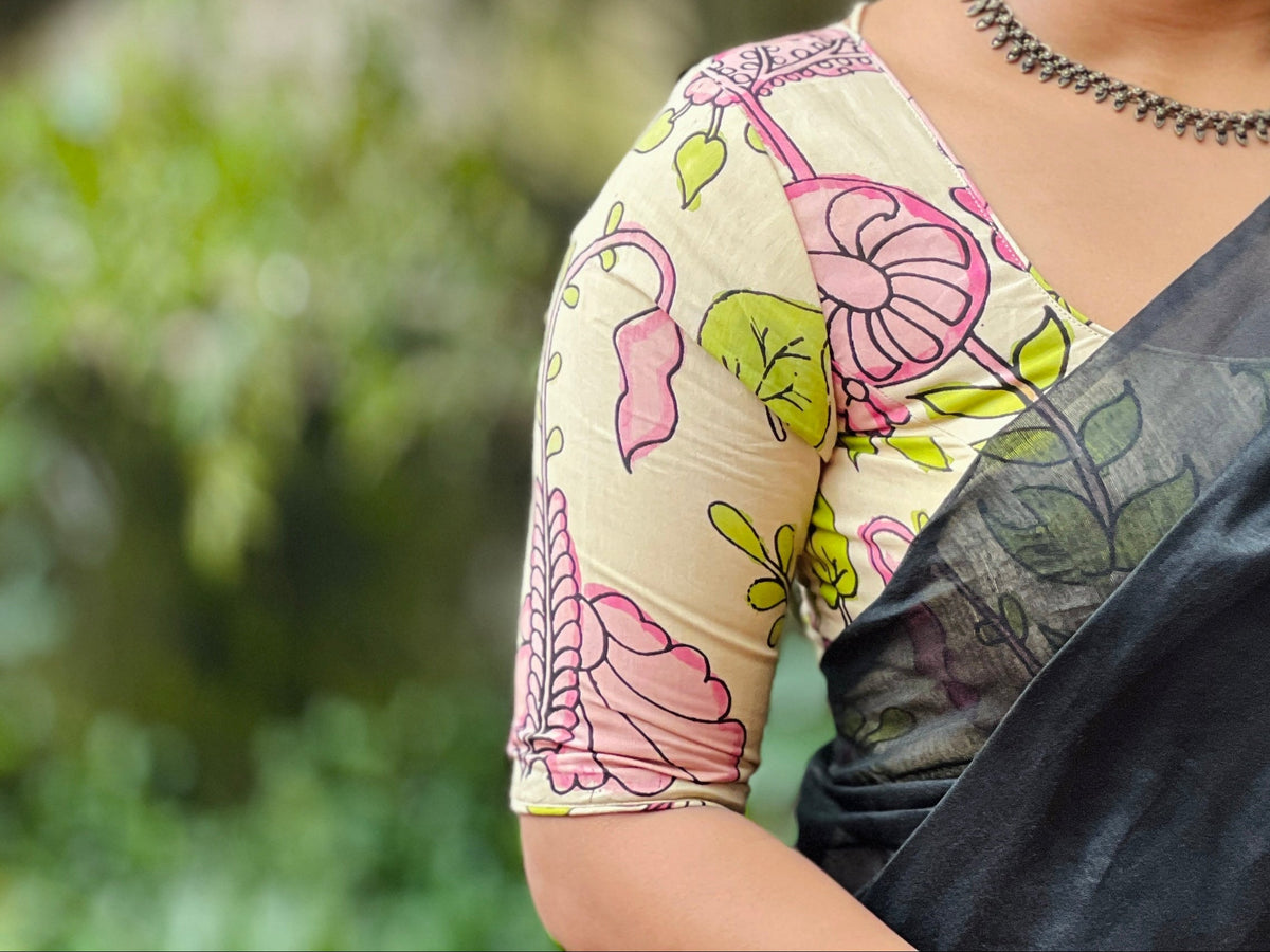 Pen Kalamkari Detailed Silk Stitched Blouse | IT116