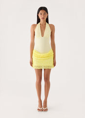 Indira Halter Mini Dress - Yellow