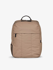 CALPAK Luka 17 inch Laptop Backpack featuring soft, puffy exterior and water resistant lining in chocolate; BPX2301-CHOCOLATE