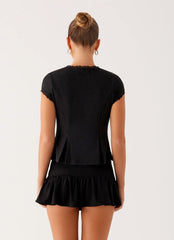 Landon Button Up Top - Black