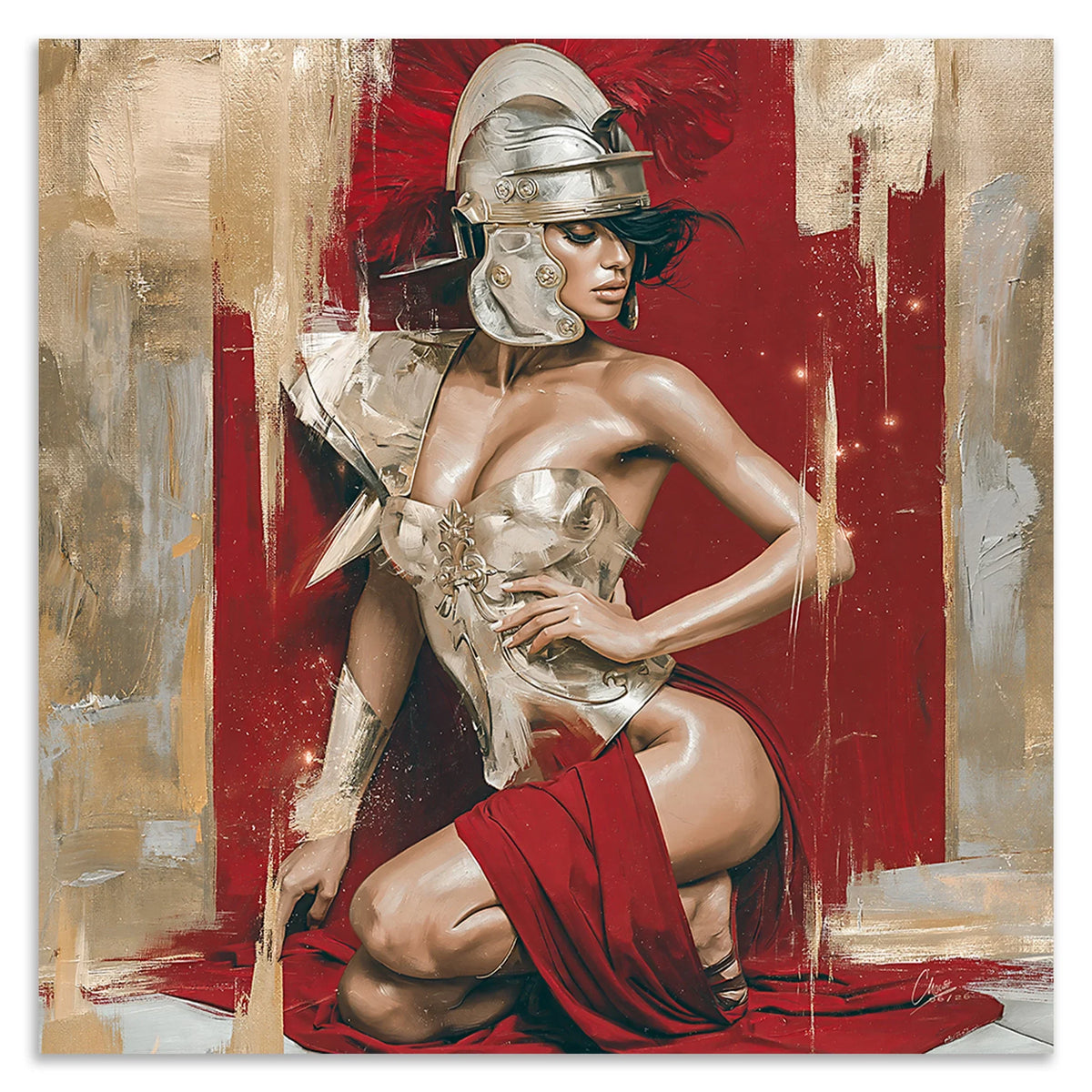 Goldene Gladiatorin Leinwand Bild