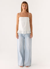 Lucie Mae Linen Top - White