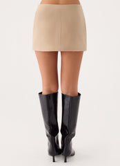 Milae Suede Micro Mini Skirt - Beige