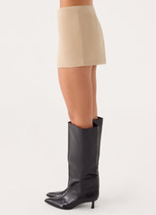 Milae Suede Micro Mini Skirt - Beige