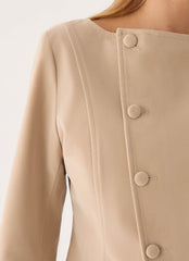 Milae Suede Asymmetrical Jacket - Beige