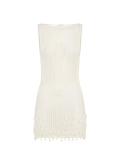 Miracle Beaded Crochet Mini Dress - Ivory