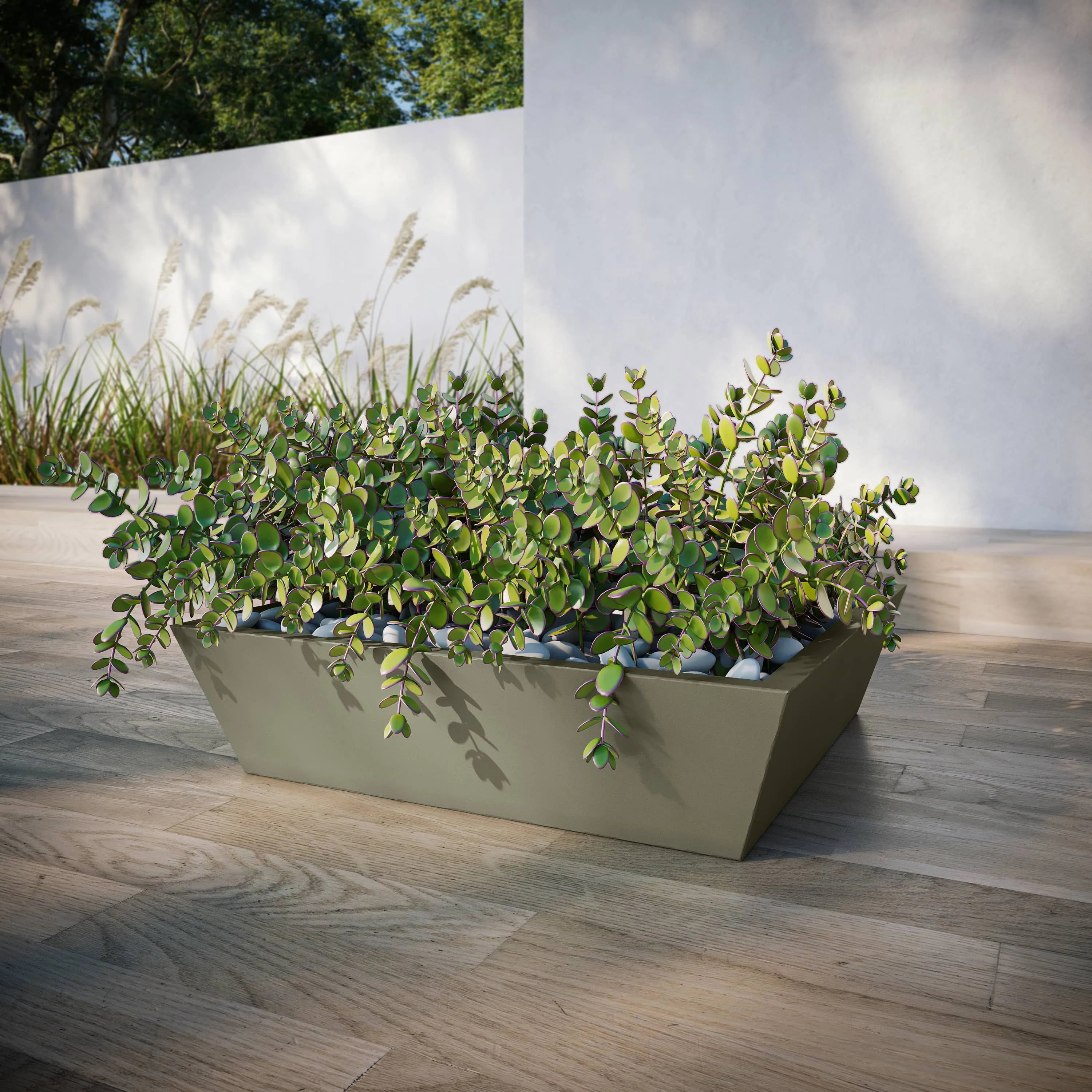 Newport Shallow GFRC Square Planters Lifestyle