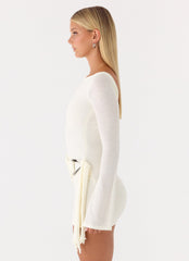 Niella Long Sleeve Wrap Mini Dress - Ivory