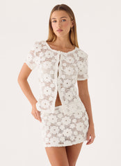 Nyxie Crochet Mini Skirt - White