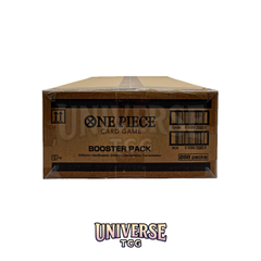 Card game booster pack box for 'One Piece' card game with 'Universe TCG' branding.Card game booster pack box with 'One Piece' branding on a white background Universe TCG One Piece Case
