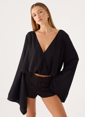 Orelia Long Sleeve Top - Black