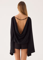 Orelia Long Sleeve Top - Black