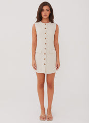 Castello Fiore Linen Mini Dress - Oatmeal