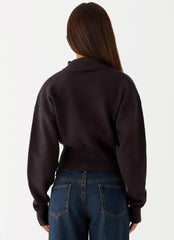 Episode High Neck Cardigan - Charcoal