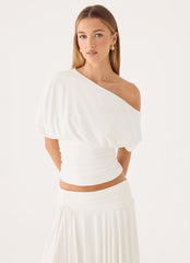 Perrie Asymmetrical Top - Cloud Dancer