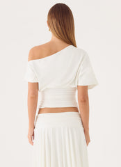 Perrie Asymmetrical Top - Cloud Dancer