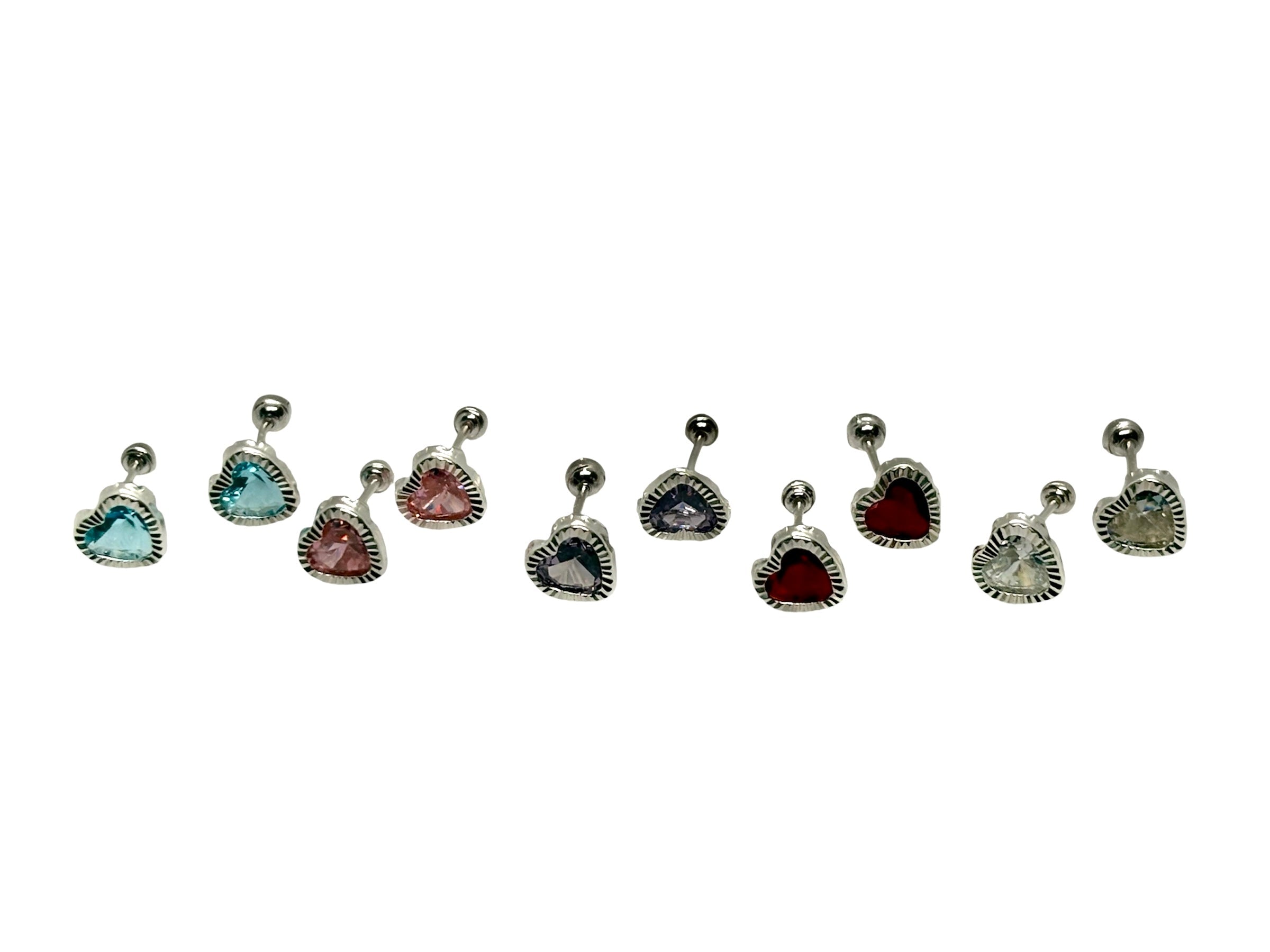 Amaris Broquel en forma de corazón con biselado diamantado 6mm PLATA 925 Garantizado