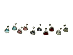 Amaris Broquel en forma de corazón con biselado diamantado 6mm PLATA 925 Garantizado