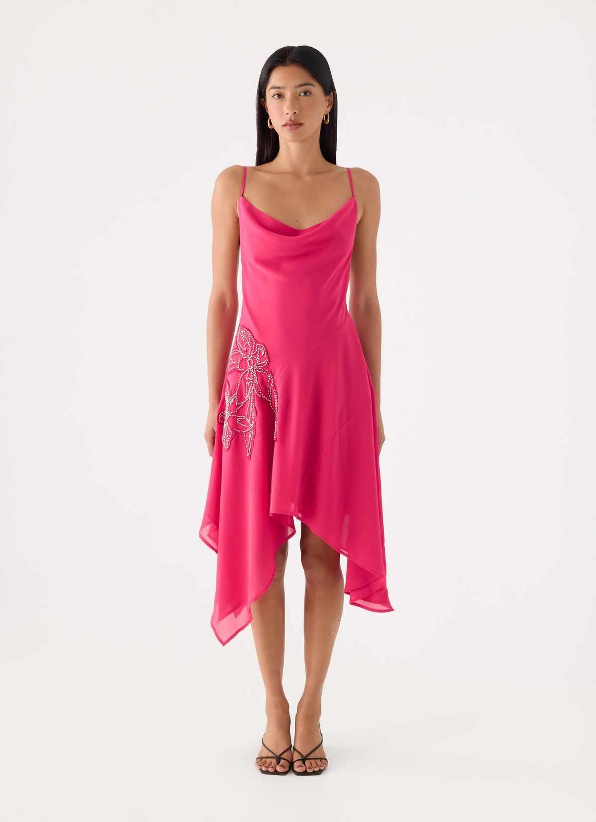 Pirama Beaded Midi Dress - Fuchsia