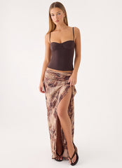 Renia Asymmetric Maxi Skirt - Golden Tiger
