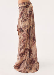 Renia Asymmetric Maxi Skirt - Golden Tiger