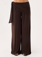 Riyan Waist Scarf Pant - Chocolate