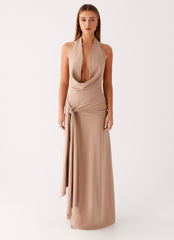 Rowan Ray Cowl Maxi Dress - Light Taupe