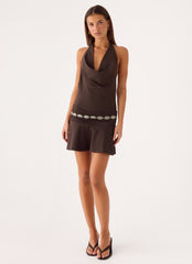 Rude Love Belt Mini Dress - Chocolate