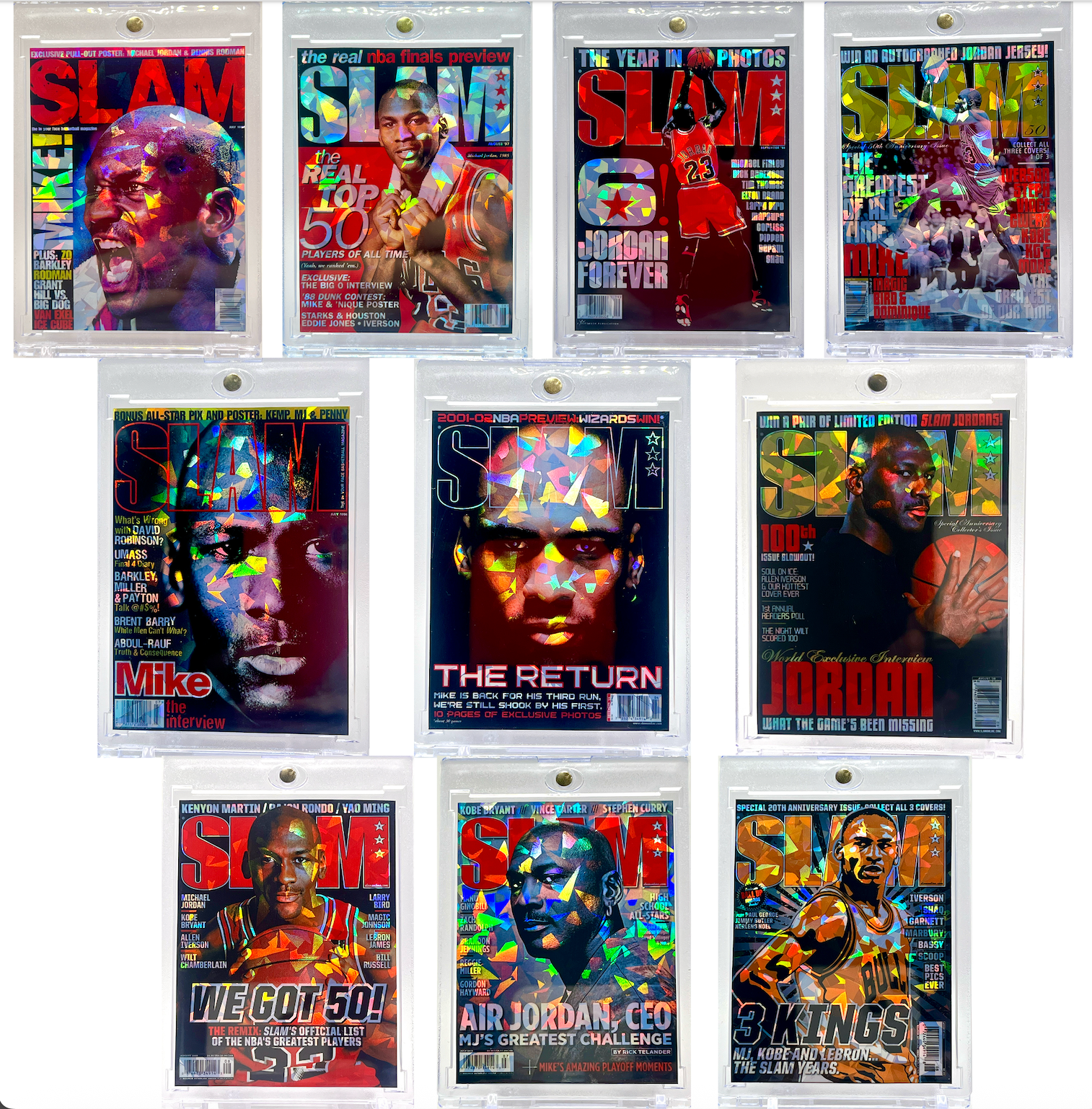 Michael Jordan Slam Series 2 Cracked Ice Holographic Custom 10 Card Lot | Limited Edition Basketball Collectible Set