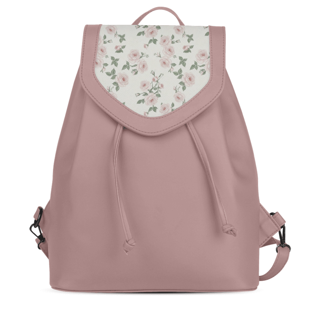Rose City Serenade Backpack Vintage Pink Rose Shabby Chic Floral Seamless Pattern - 1