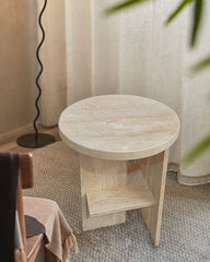 Beige Travertine Side table