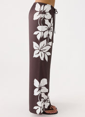 Sorena Low Rise Flared Pants - Chocolate Tropic Floral