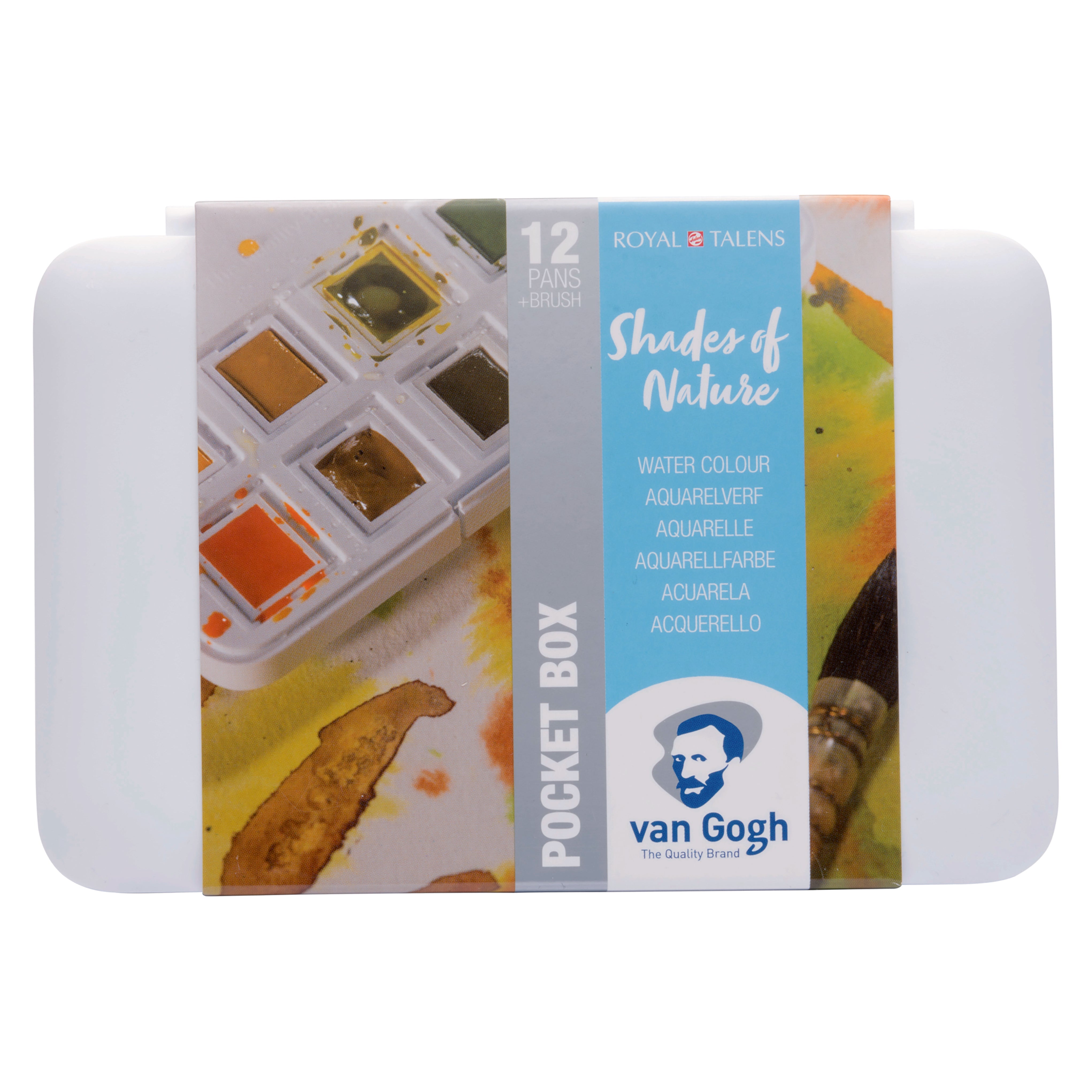 Van Gogh Watercolor Pocket Box Sets, 12-Pan Shades of Nature Set