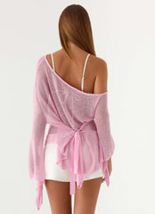 Telling Me Shimmer Knit Top - Pink