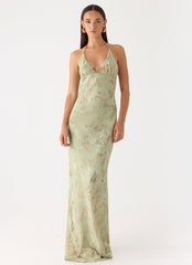 Ultra Quiet Halter Maxi Dress - Wispy Fern