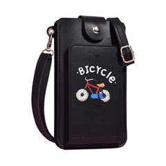 Printed Mini Shoulder Bag With Card Holder - Black