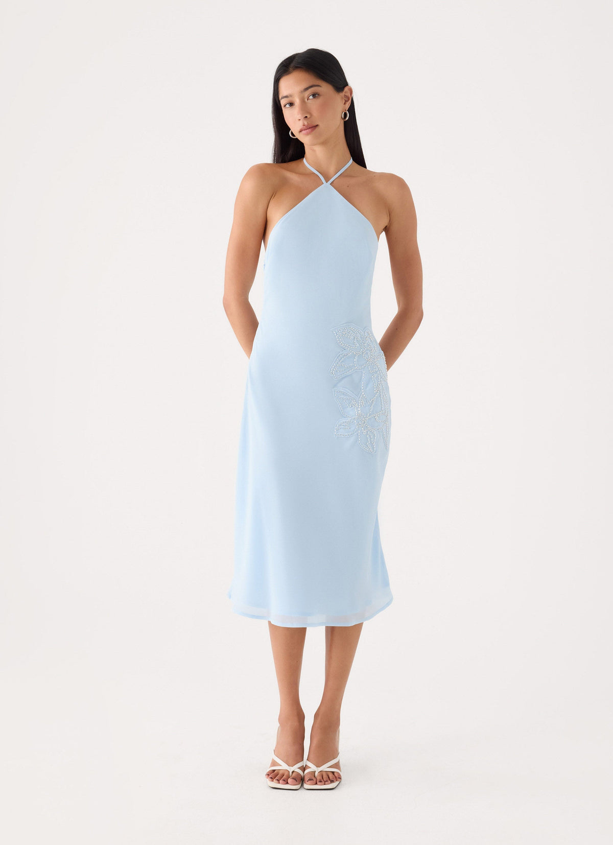 Valeska Beaded Midi Dress - Blue