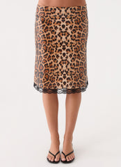 Vania Sequin Low Rise Midi Skirt - Shimmer Leopard