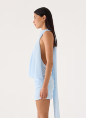 Verbina Scarf Mini Dress - Blue
