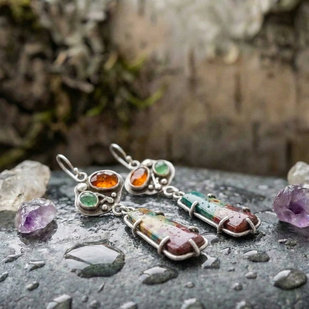 Vintage Stone Dangle Earrings