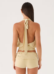 Vivienne Halter Top - Pale Olive