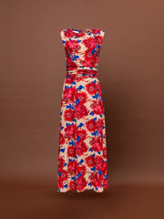 RUCHED JERSEY MAXI DRESS - CHRYSANTHEMA BEIGE