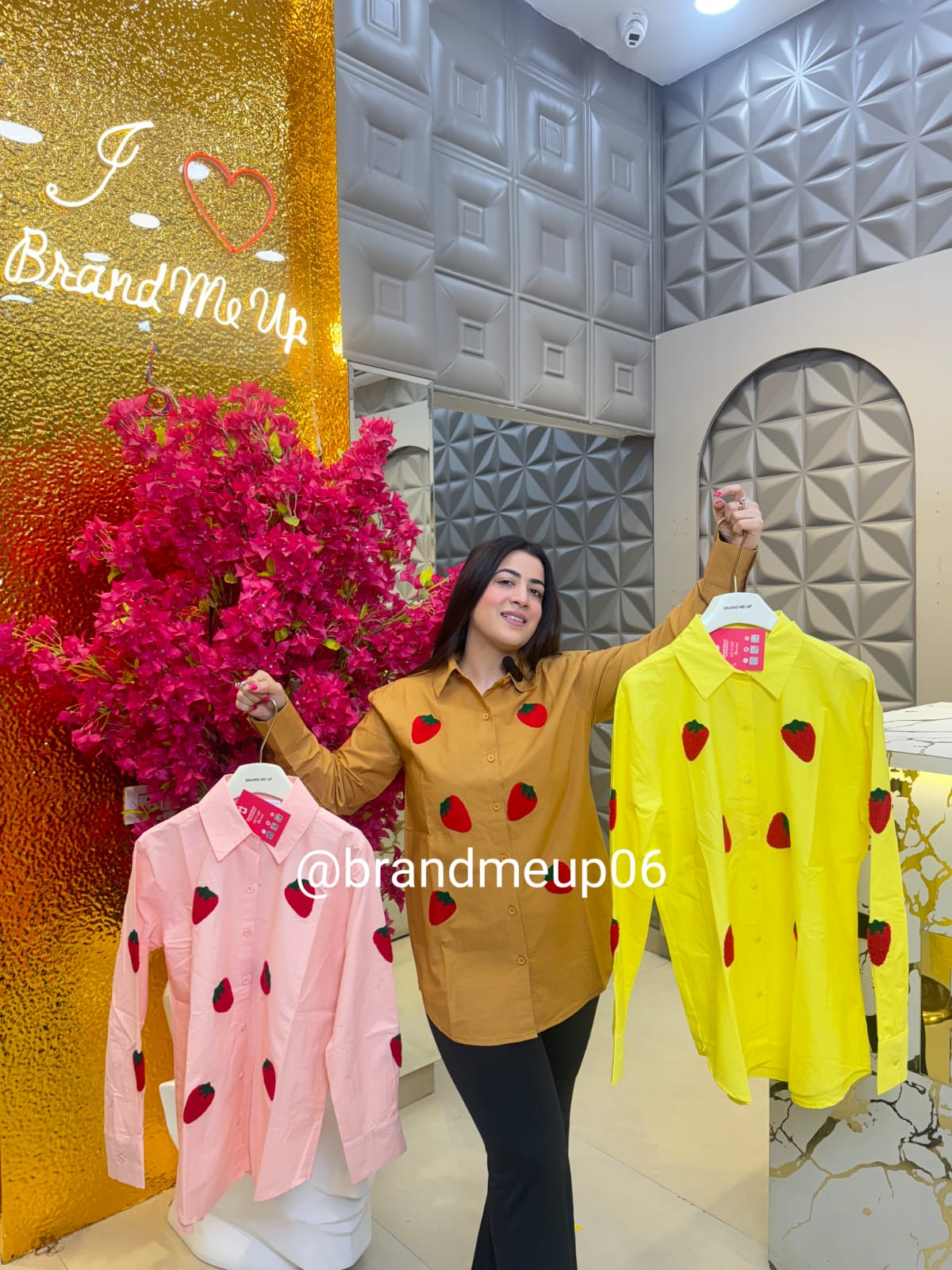 Strawberry Embroidery Cotton Shirt (PRM-458)