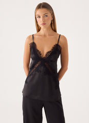Winona Night Cami Top - Black
