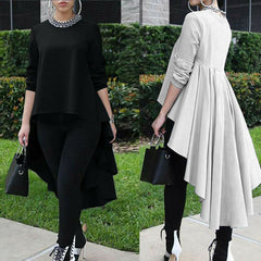 Women's Long Sleeve Asymmetrical Waterfall Blouse Shirt Tops High Low Loose Blouse Tunic Plus Size
